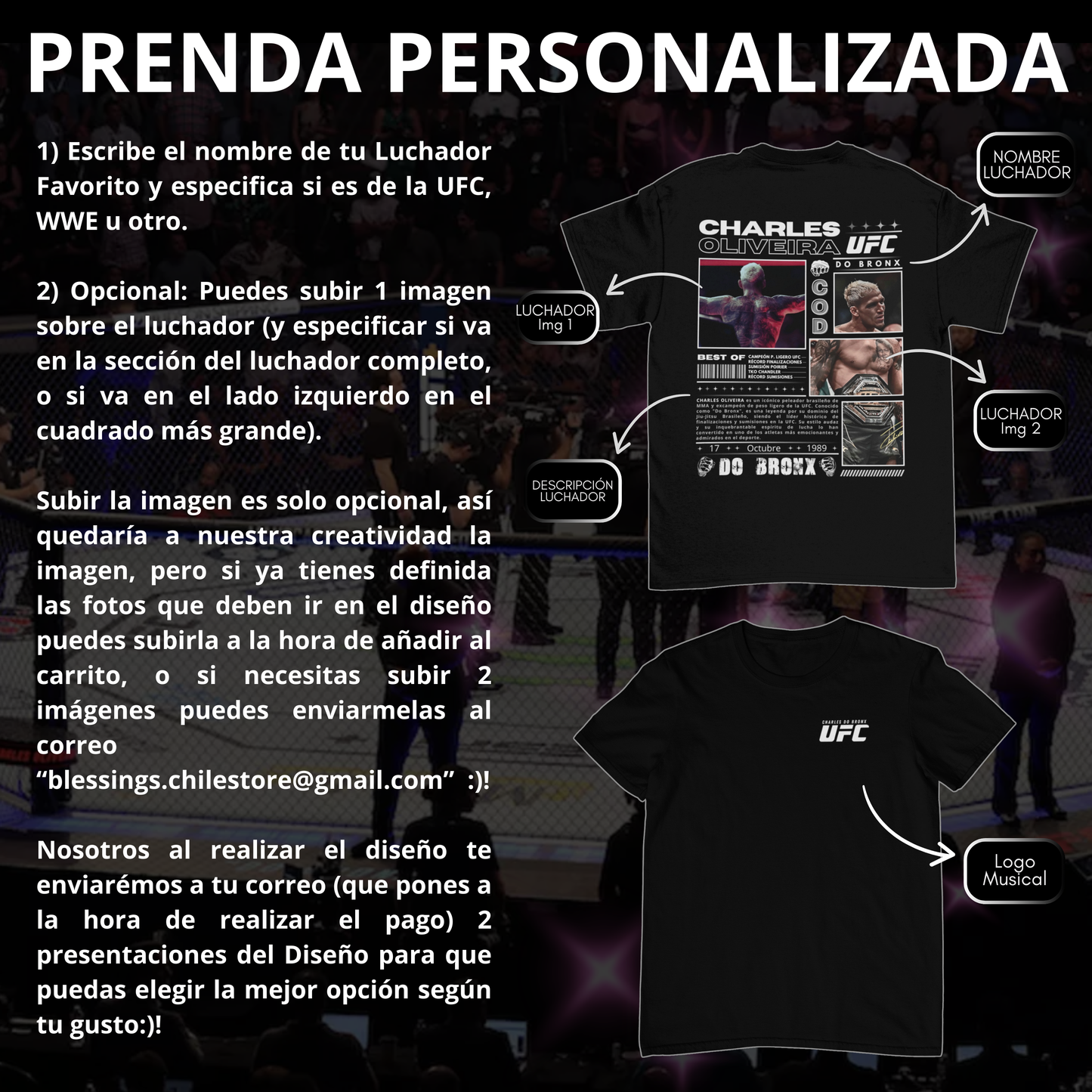 POLERA PERSONALIZADA / POLERON PERSONALIZADO - LUCHADORES UFC/MMA/WWE y Más